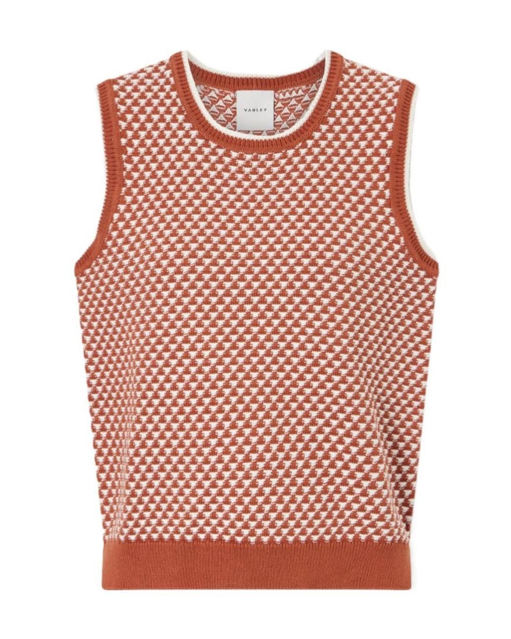 Varley Red Jenson Two-Tone Knitted Cotton Vest