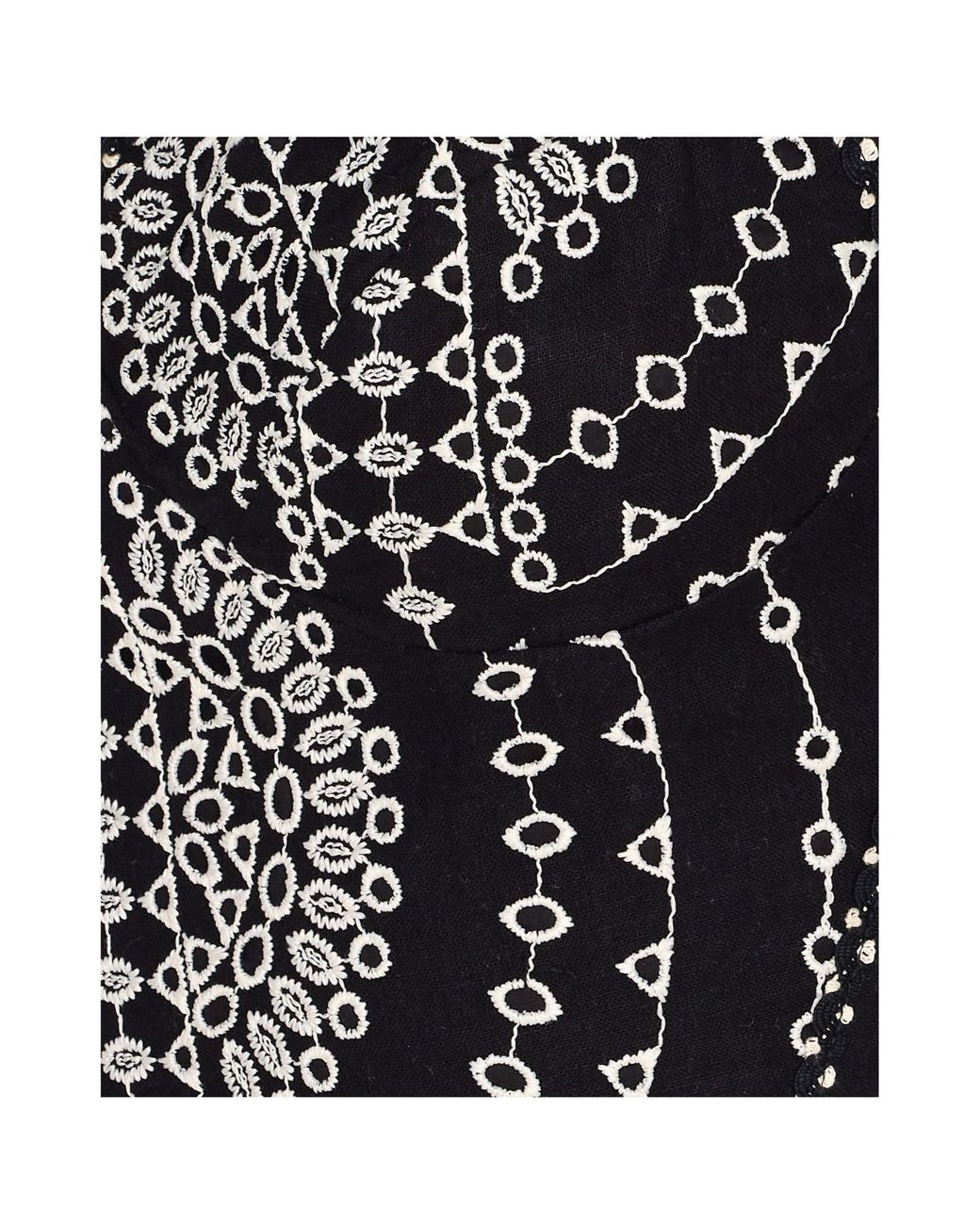 Charo Ruiz Black Goldie Scalloped-Hem Embroidered Crop Top