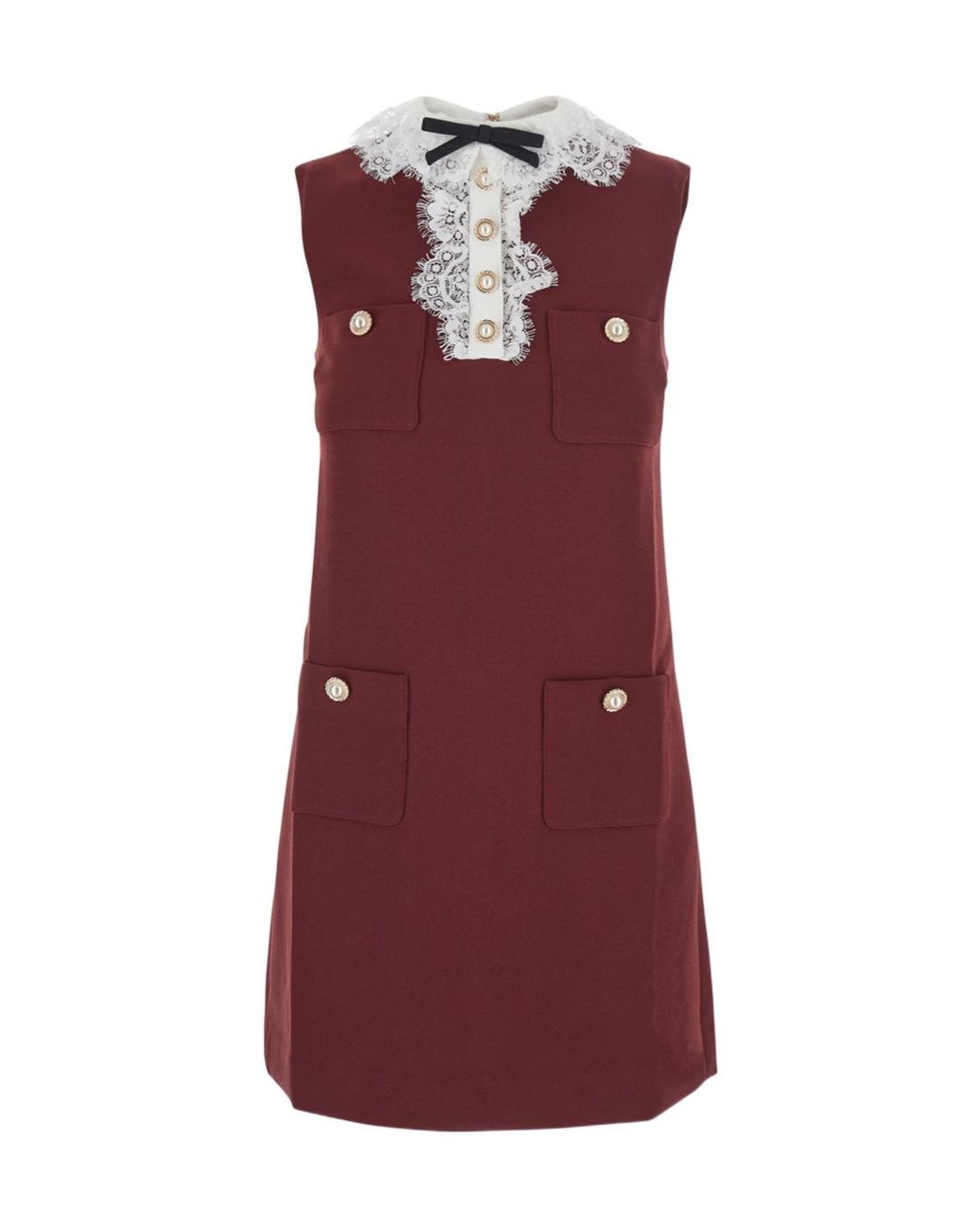 Self-Portrait Purple Mini Dress Bordeaux Crepe Polyester