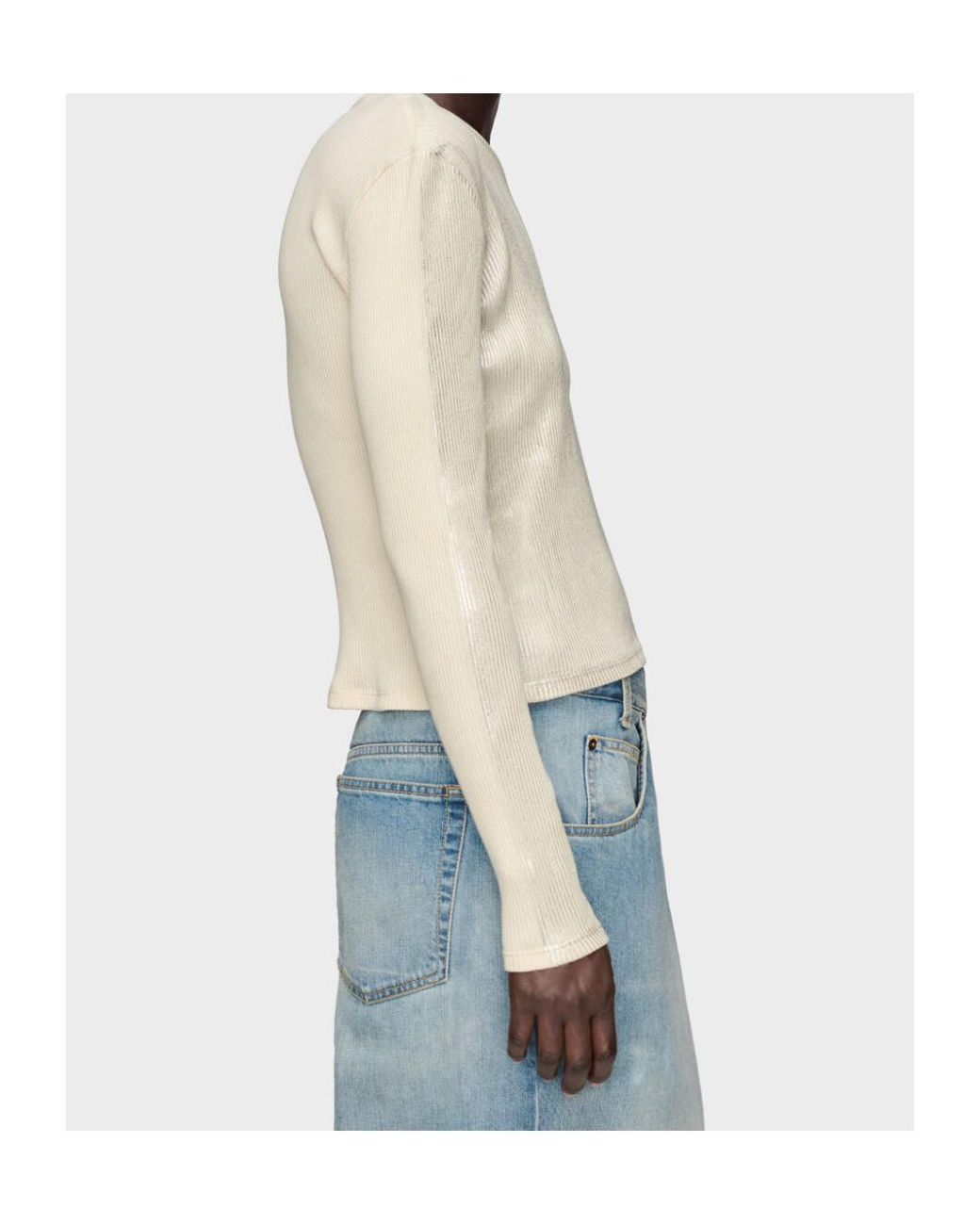 Maison Margiela White Print Long-Sleeve Top