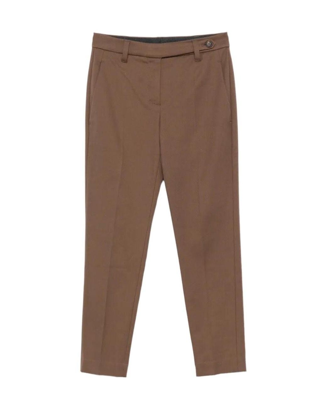 Brunello Cucinelli Brown Belt-Loops Cropped Trousers