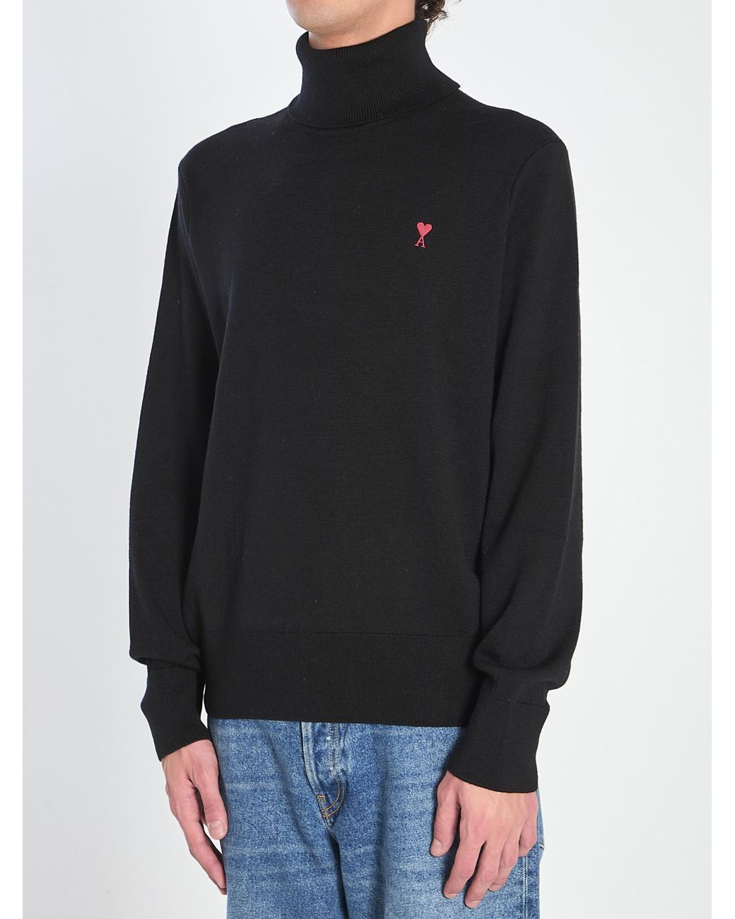 AMI Black Ami De Coeur Turtleneck Jumper for men