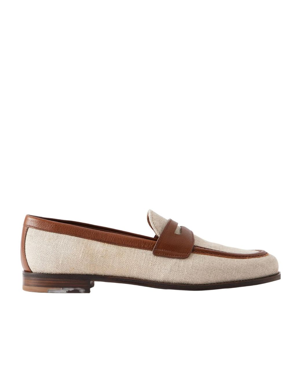 Church's Brown Leather-Trimmed Canvas Penny Loafers