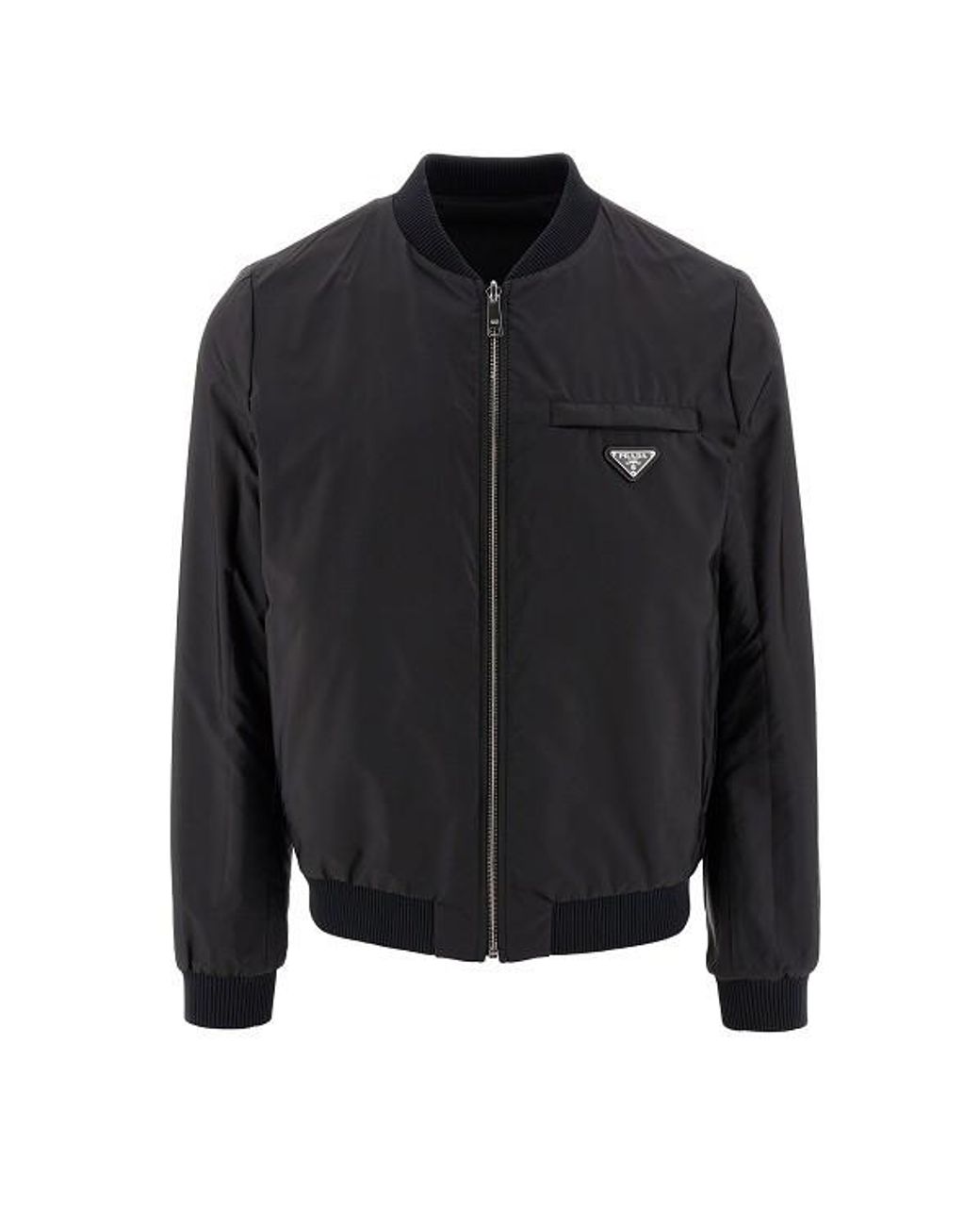 Prada Black Reversible Nappa Leather Bomber Jacket for men
