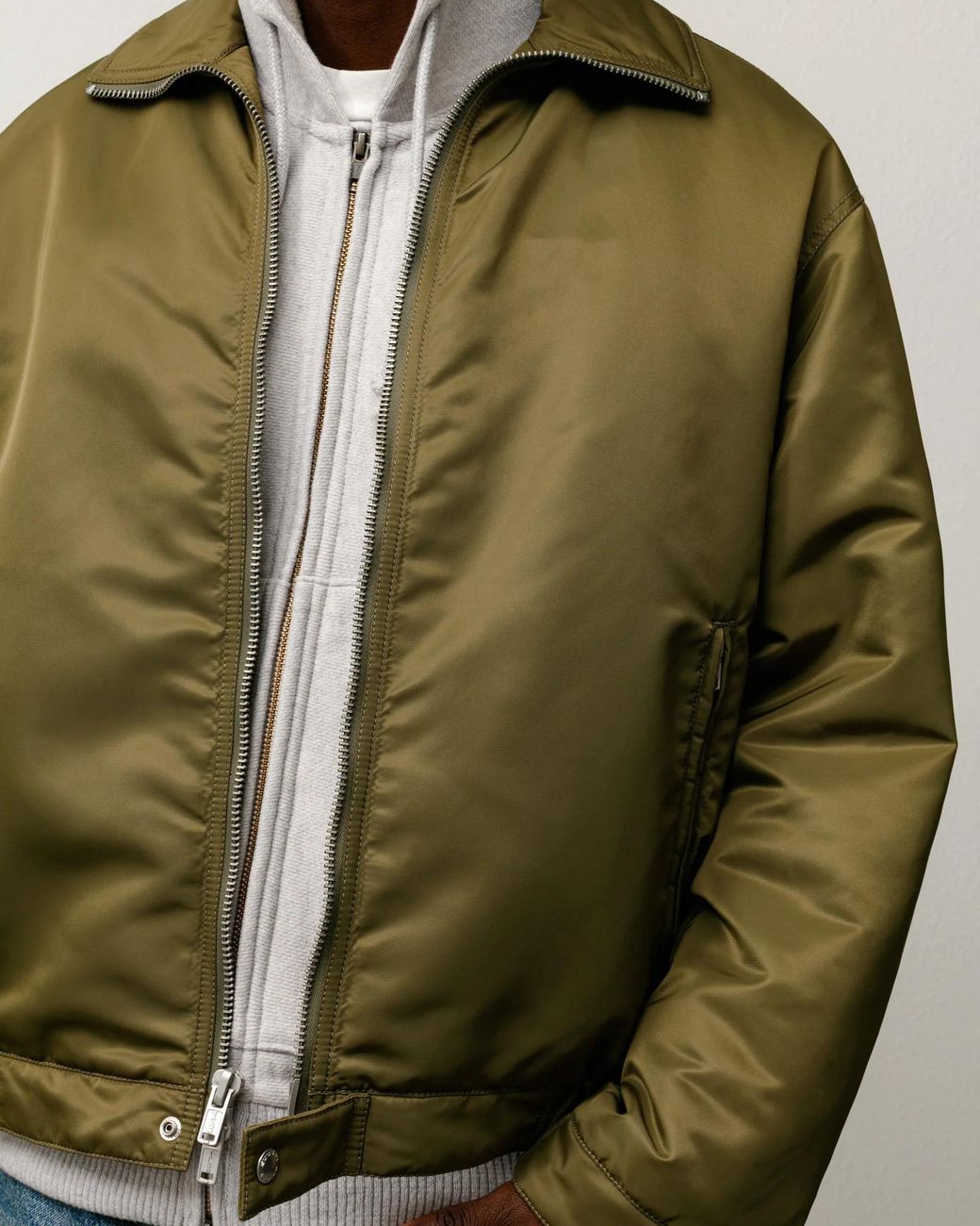 Stussy Green Zip-Up Bomber Jacket for men
