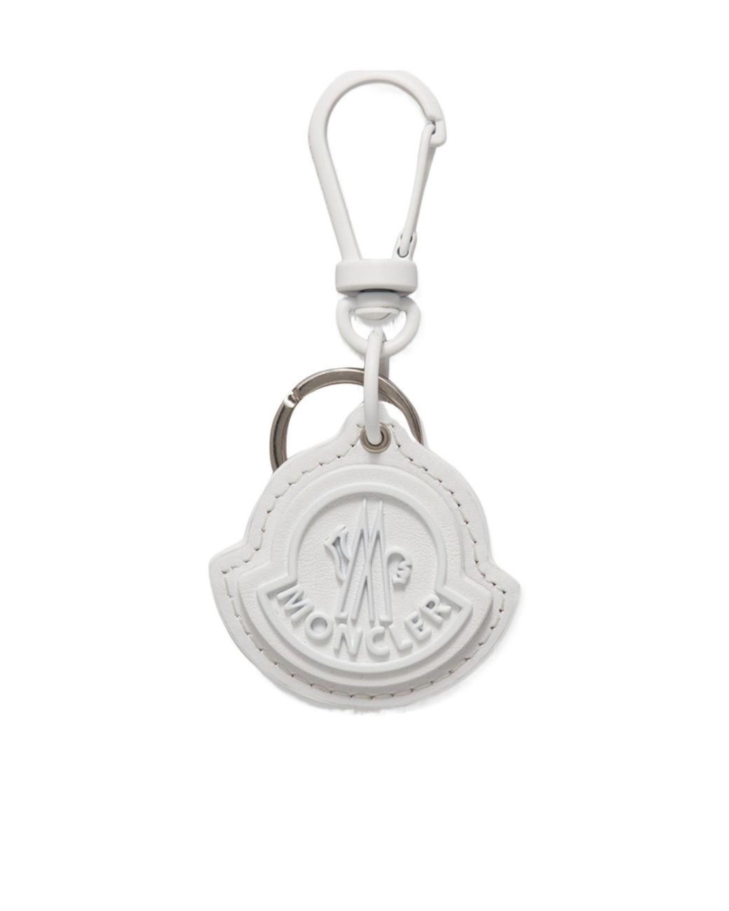 Moncler White Logo Patch Keychain