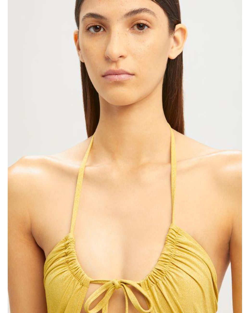 Palm Angels Yellow Halterneck Cut-Out Swimsuit