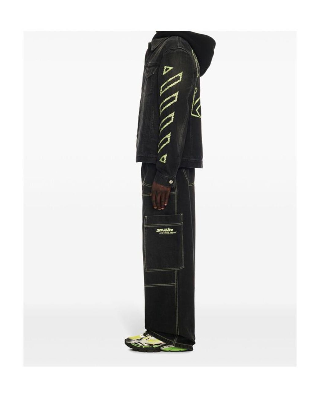 Off-White c/o Virgil Abloh Black Irregular Cargo Jeans for men