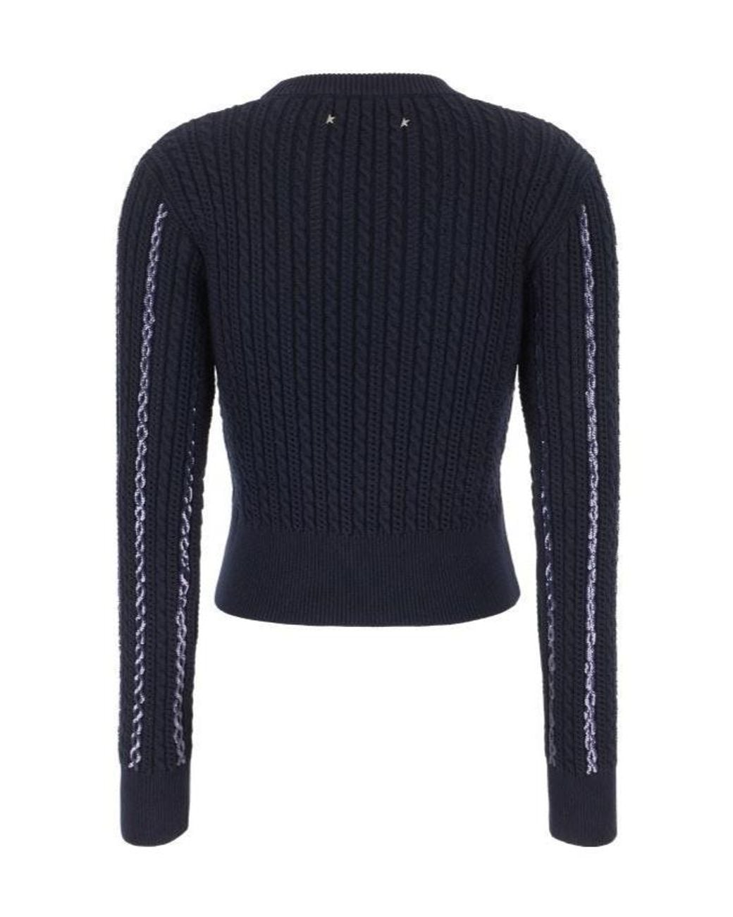 Golden Goose Deluxe Brand Blue Sequin Embellished Cable-Knit Jumper