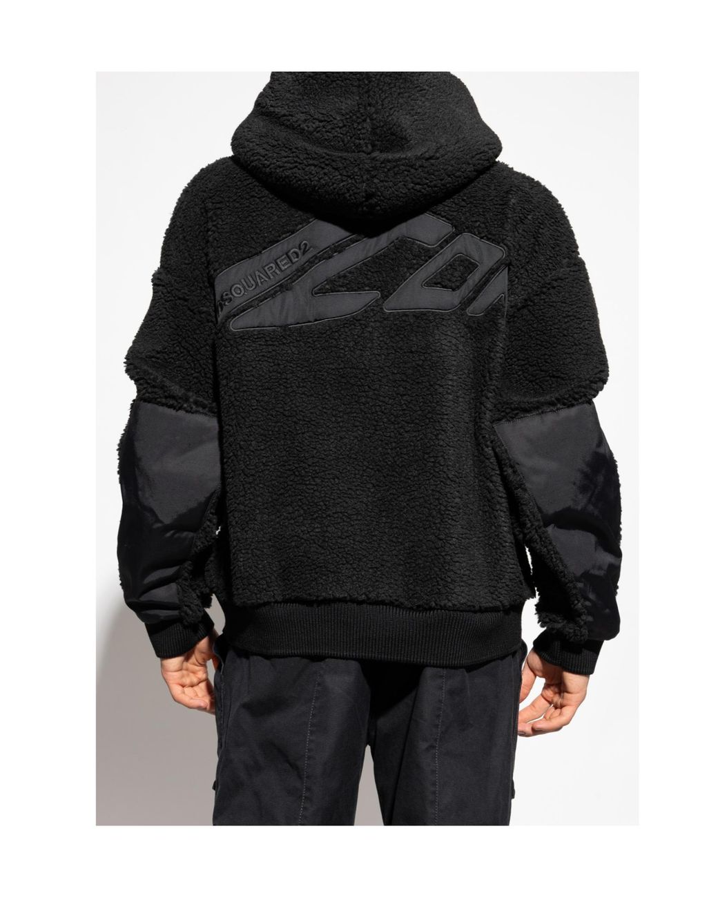 DSquared² Black Half-Zip Fleece Hoodie for men