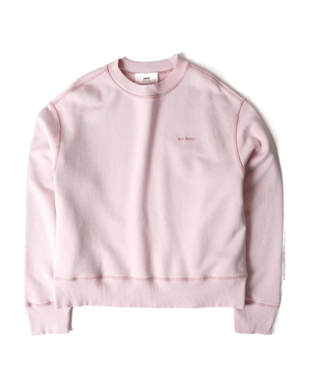 AMI Pink Logo-Embroidered Cotton Sweatshirt for men