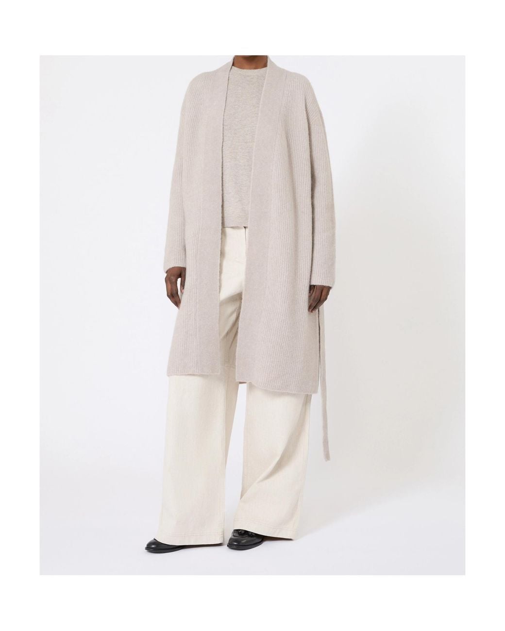 Max Mara White Alpaca Wool-Blend Longline Cardigan