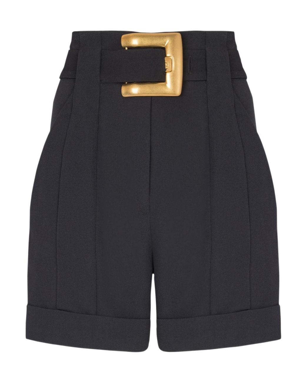 Balmain Blue Grain De Poudre Belted Shorts