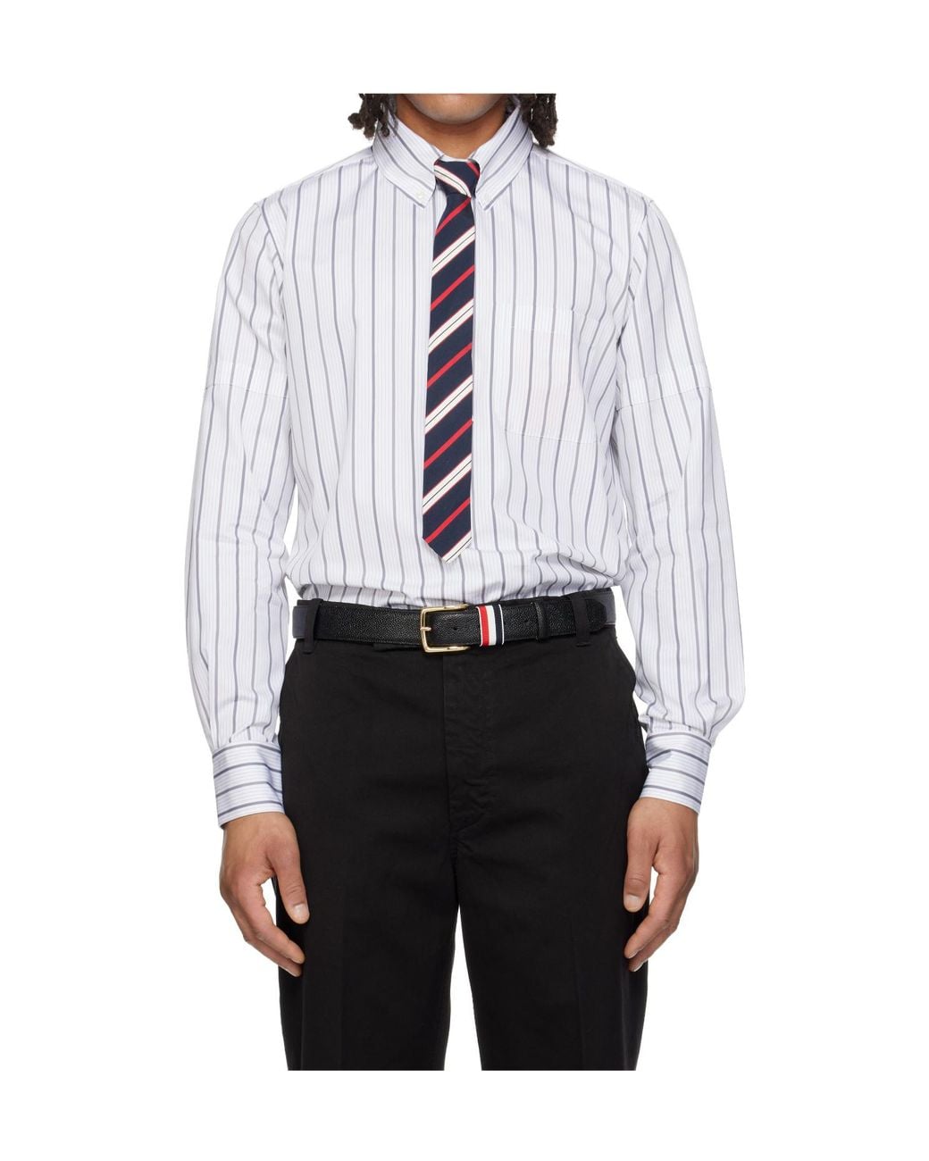 Thom Browne White Stripe Poplin Shirt for men
