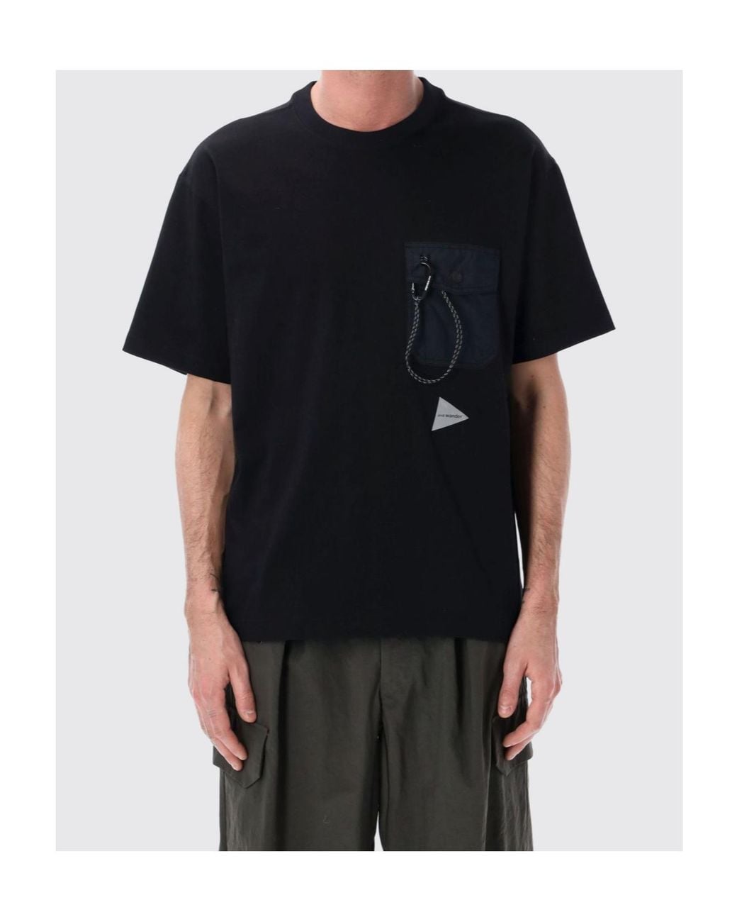 And Wander Black Carabiner Pocket T-Shirt for men