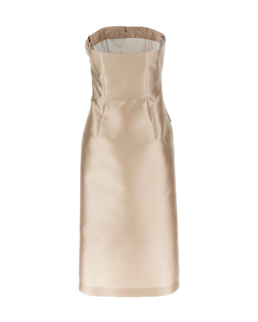 Alberta Ferretti Natural Mikado Cocktail Longuette Dress