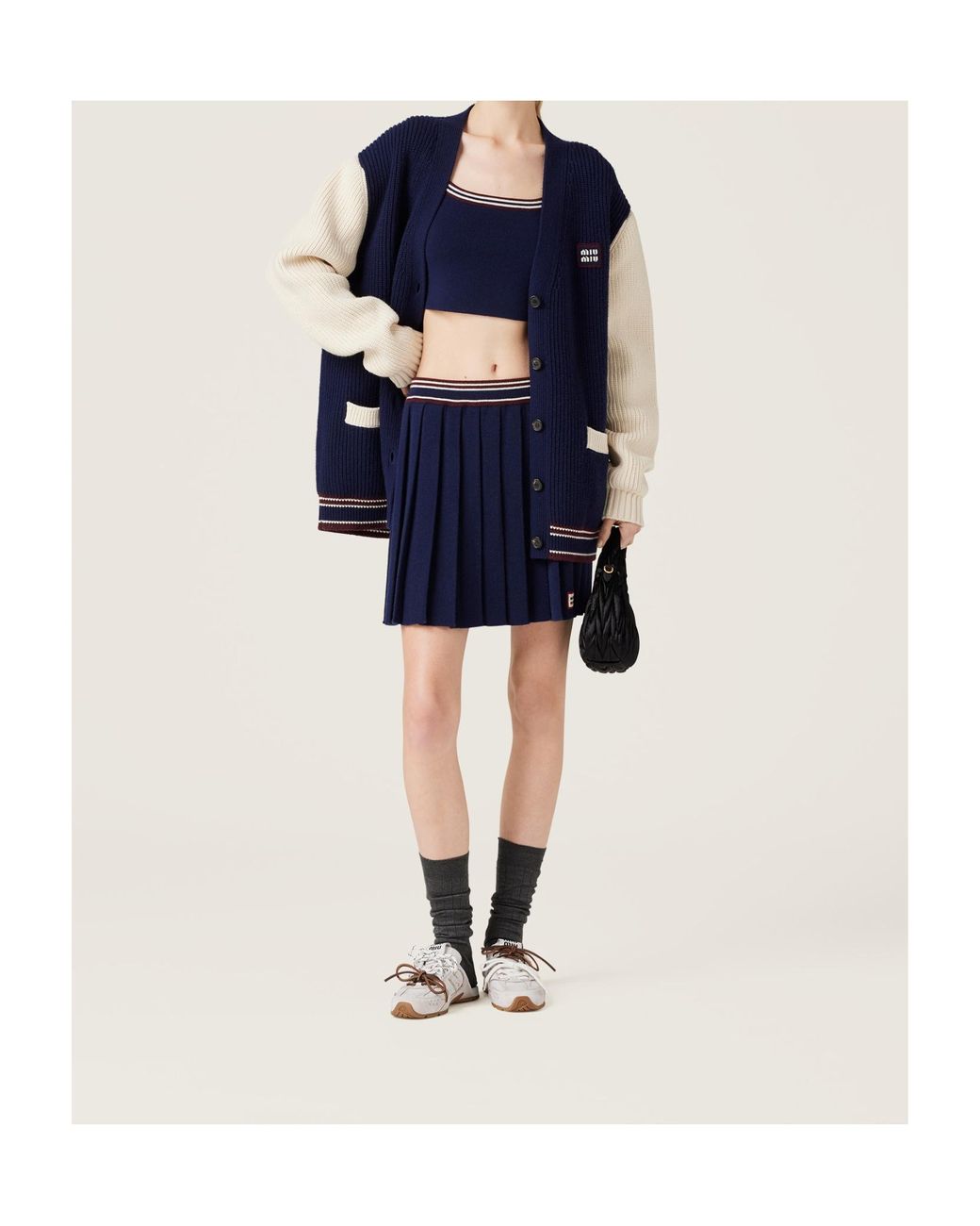 Miu Miu Blue Pleated Mini Skirt