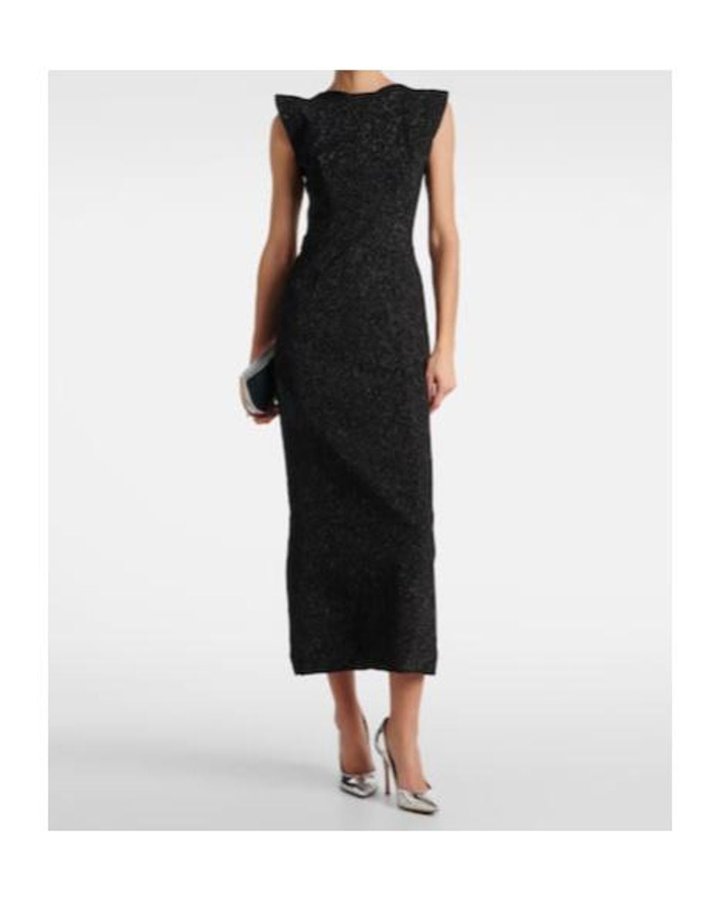 Maticevski Black Singular Open-Back Lamé Cocktail Dress