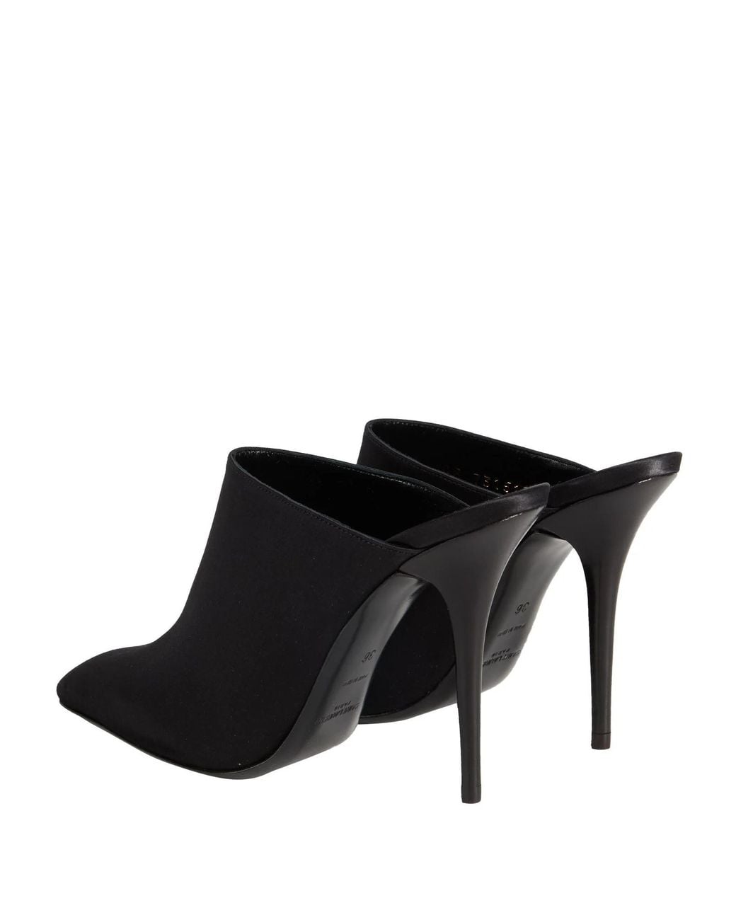 Saint Laurent Black Satin Pointed-Toe Mules