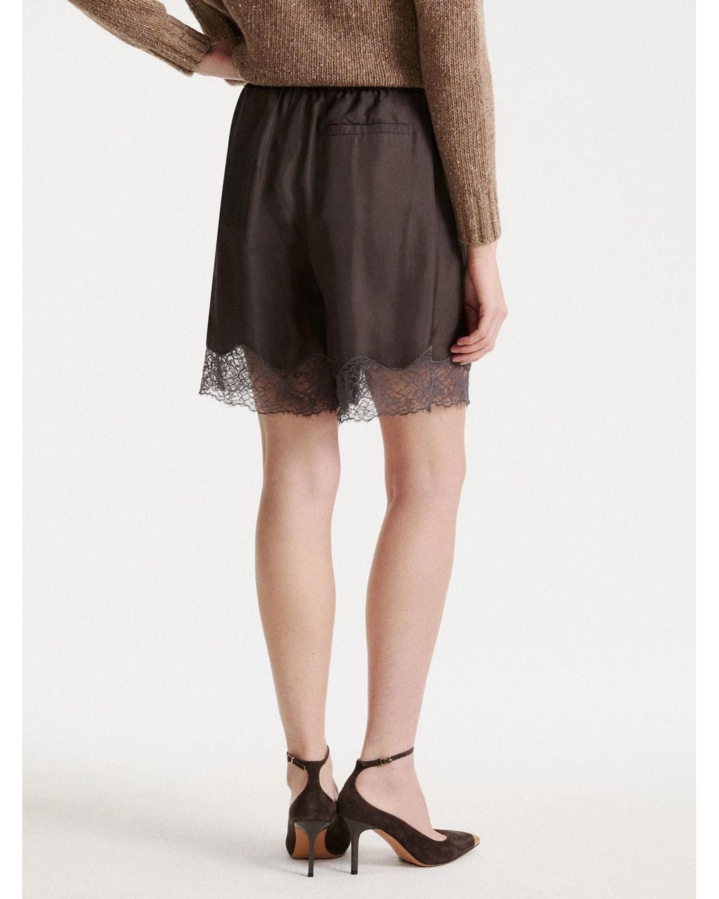 Marella Brown Lace-Detail Shorts