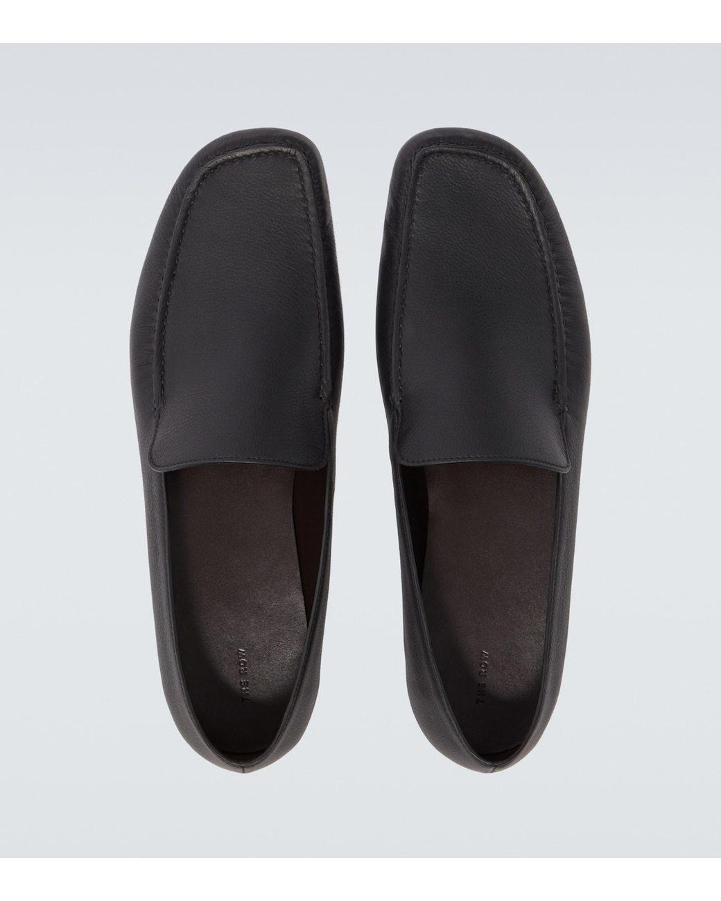 The Row Black Leo Leather Loafers for men