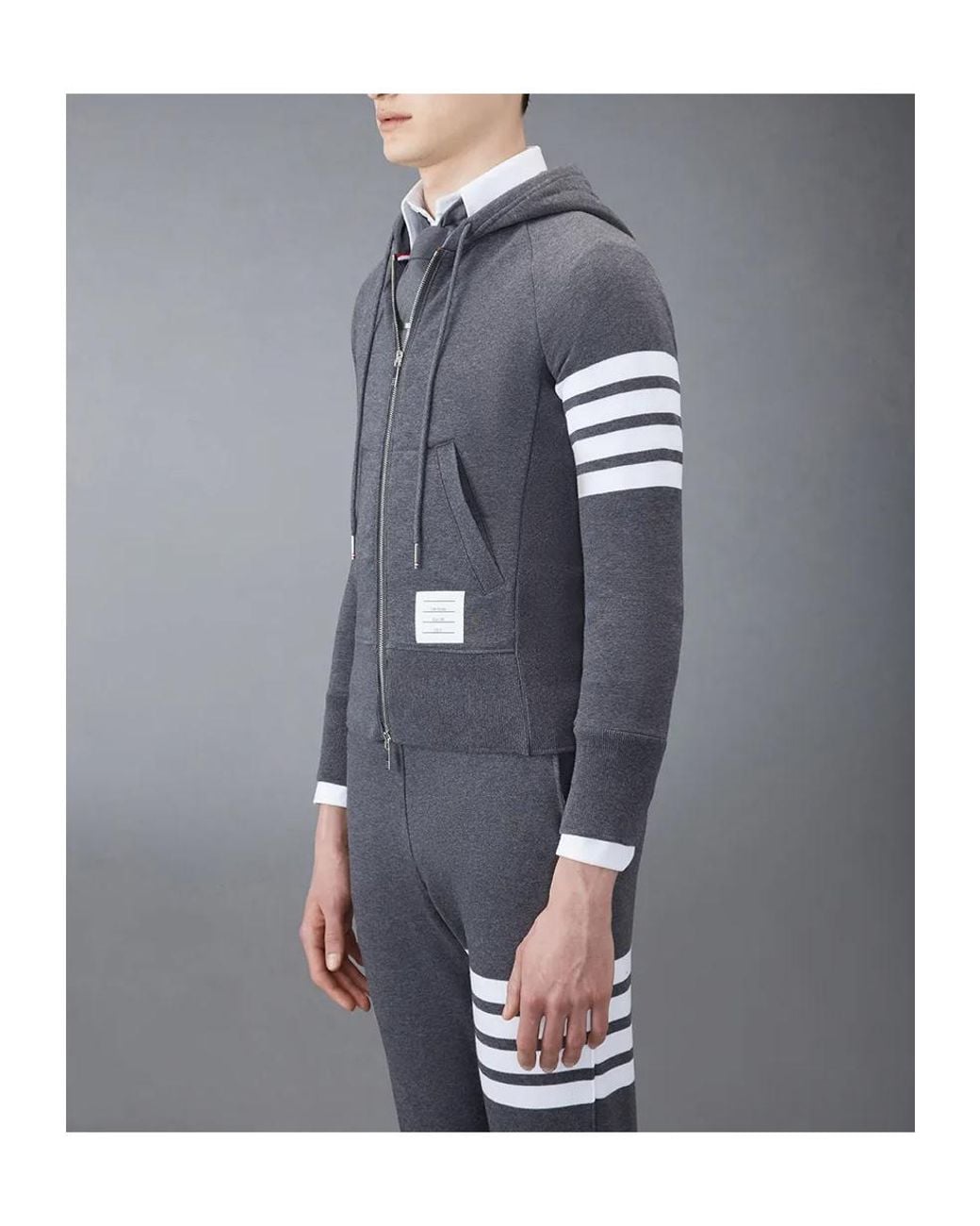 Thom Browne Gray 4-Bar Striped Zipped Jacket for men