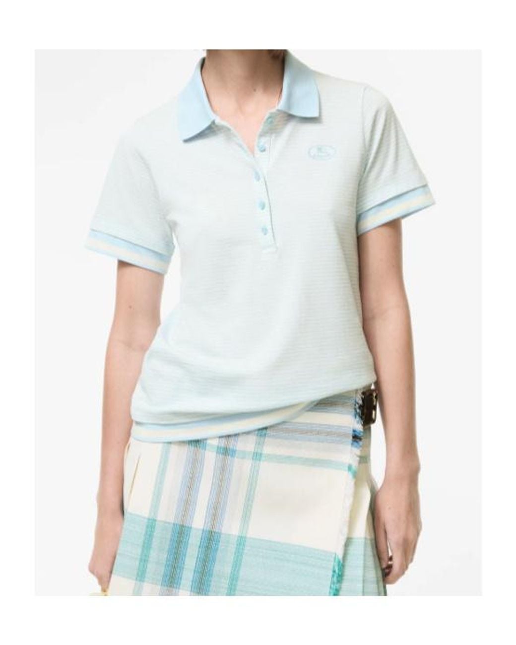 Burberry Blue Striped Cotton Polo Shirt
