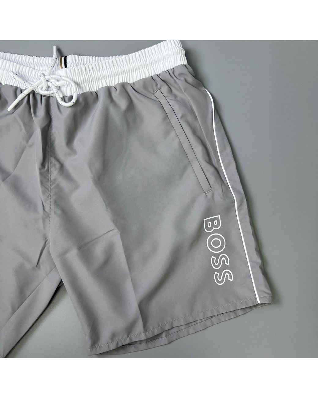 Boss Gray Lace-Up Shorts for men