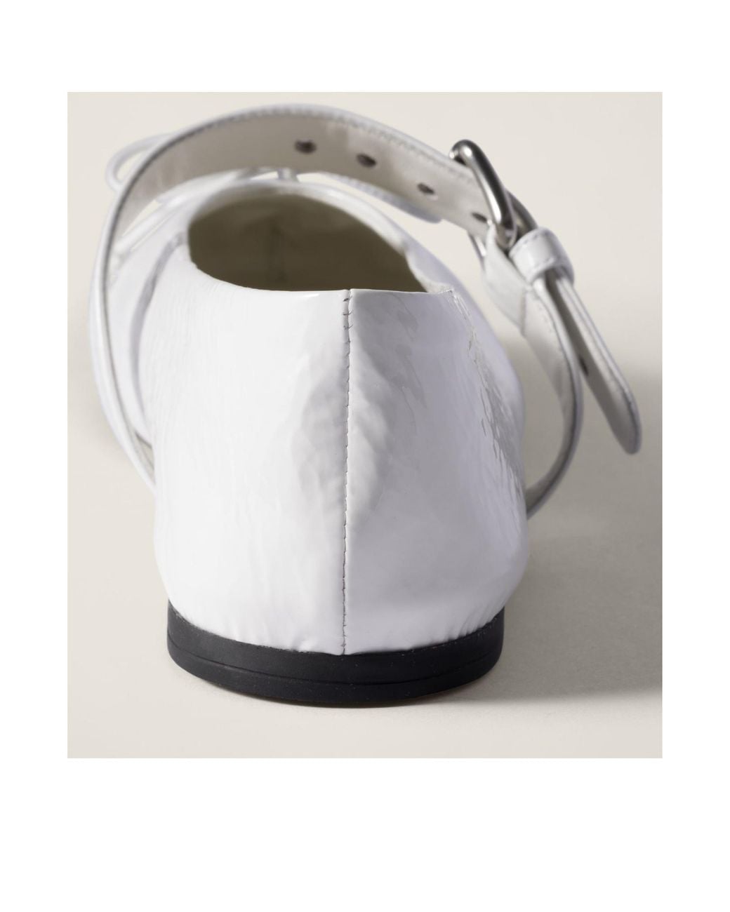 Miu Miu White Polished Buckle Fastened Ballerinas