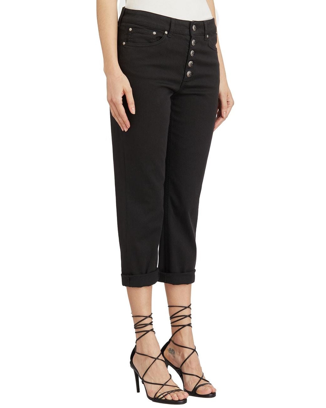 Dondup Black Jeans With Jeweled Button Detail