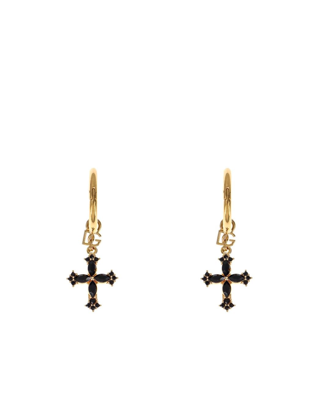 Dolce & Gabbana White Logo Lettering Hoop Earrings