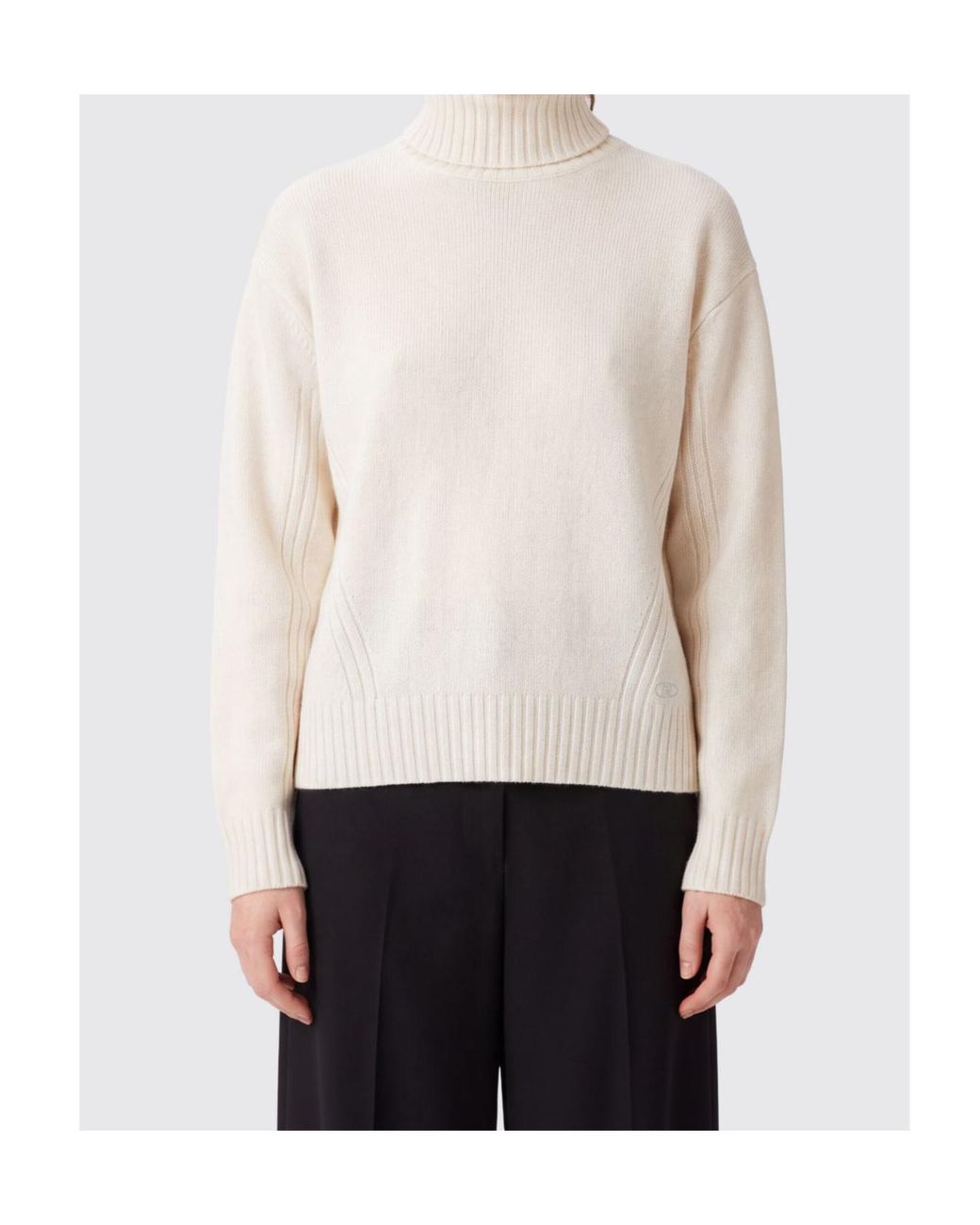 Liu Jo White Ribbed Turtleneck Knitted Sweater