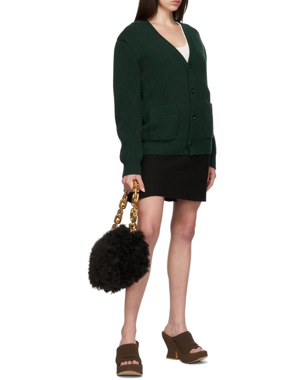 Bottega Veneta Black A-Line Ruffled Skirt