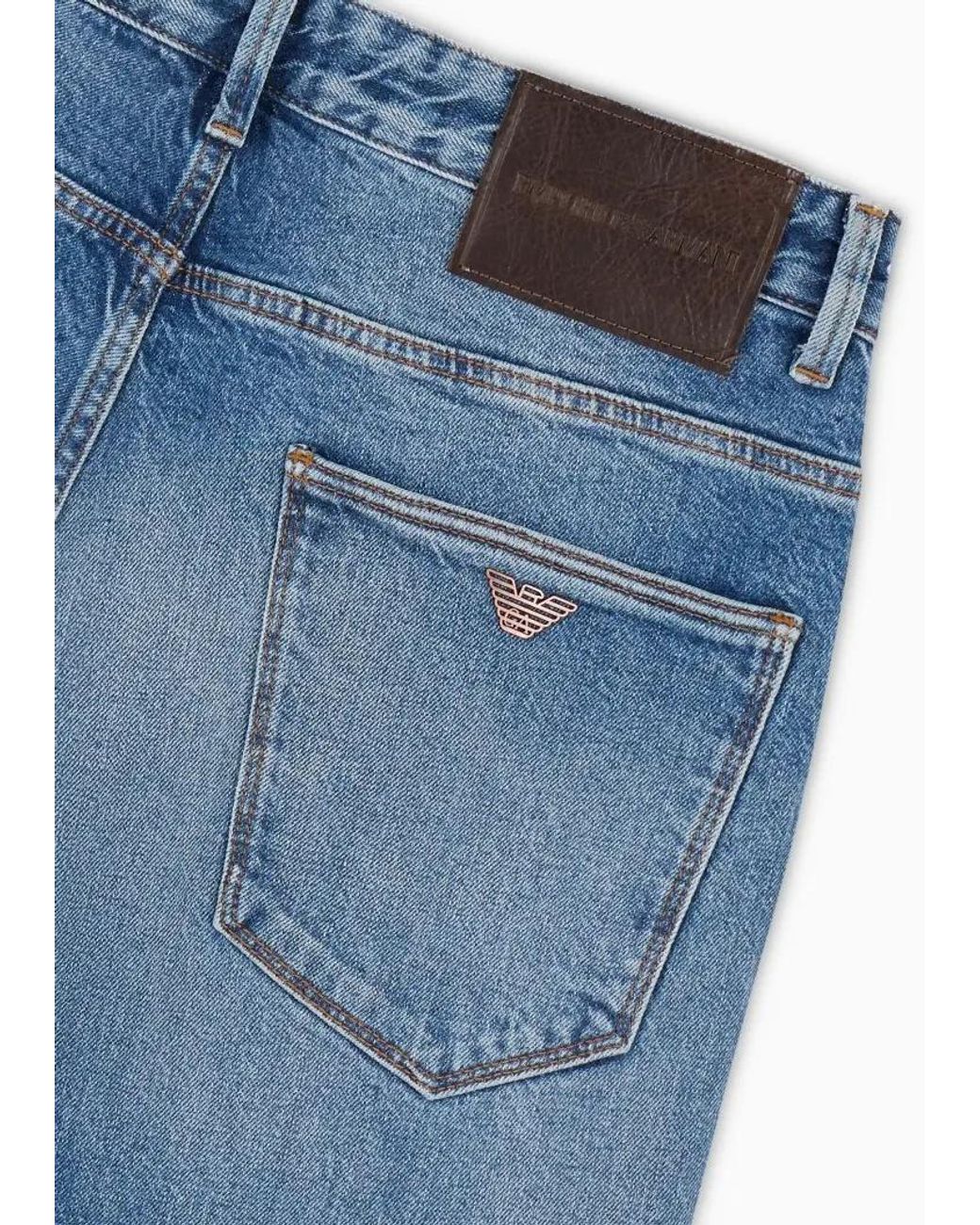 Emporio Armani Blue Micro-Elastic Narrow-Leg Jeans for men
