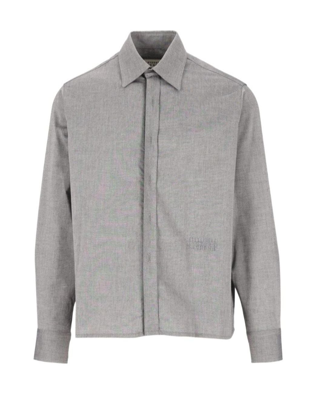 MM6 by Maison Margiela Gray Numeric Embroidered Shirt for men