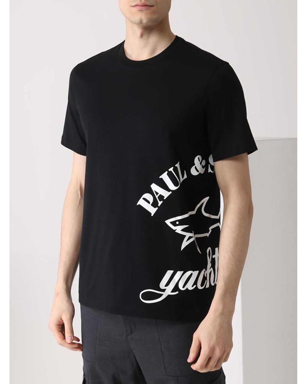 Paul & Shark Black T-Shirt With Round Neck And Short Sleeves for men