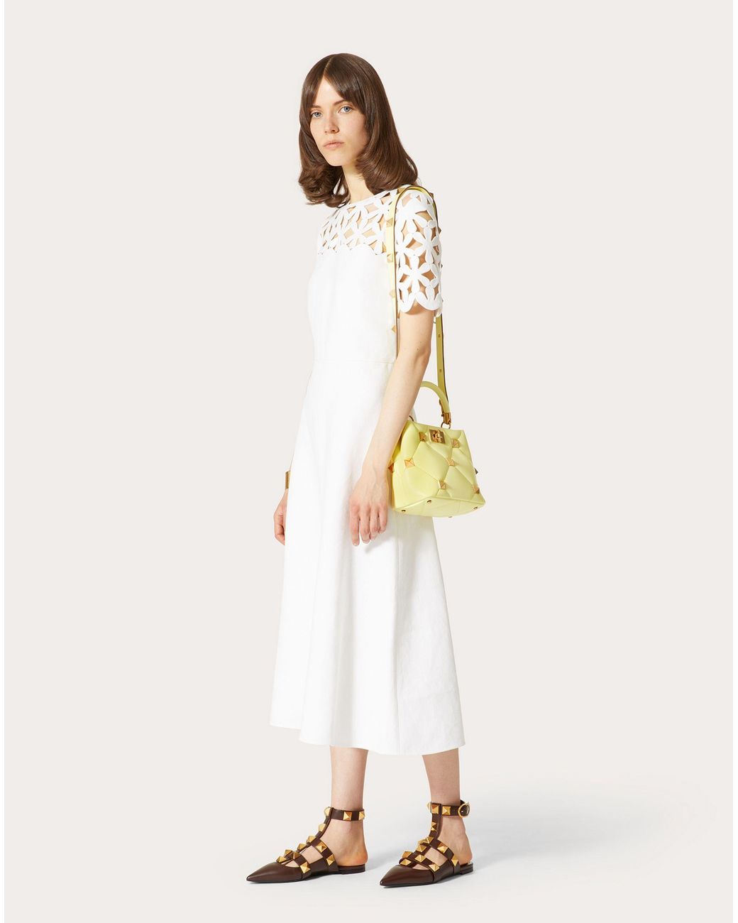 Valentino White Hollowed-Out Embroidered Dress