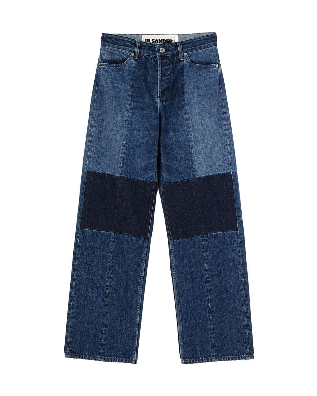 Jil Sander Blue Patchwork Straight-Leg Jeans