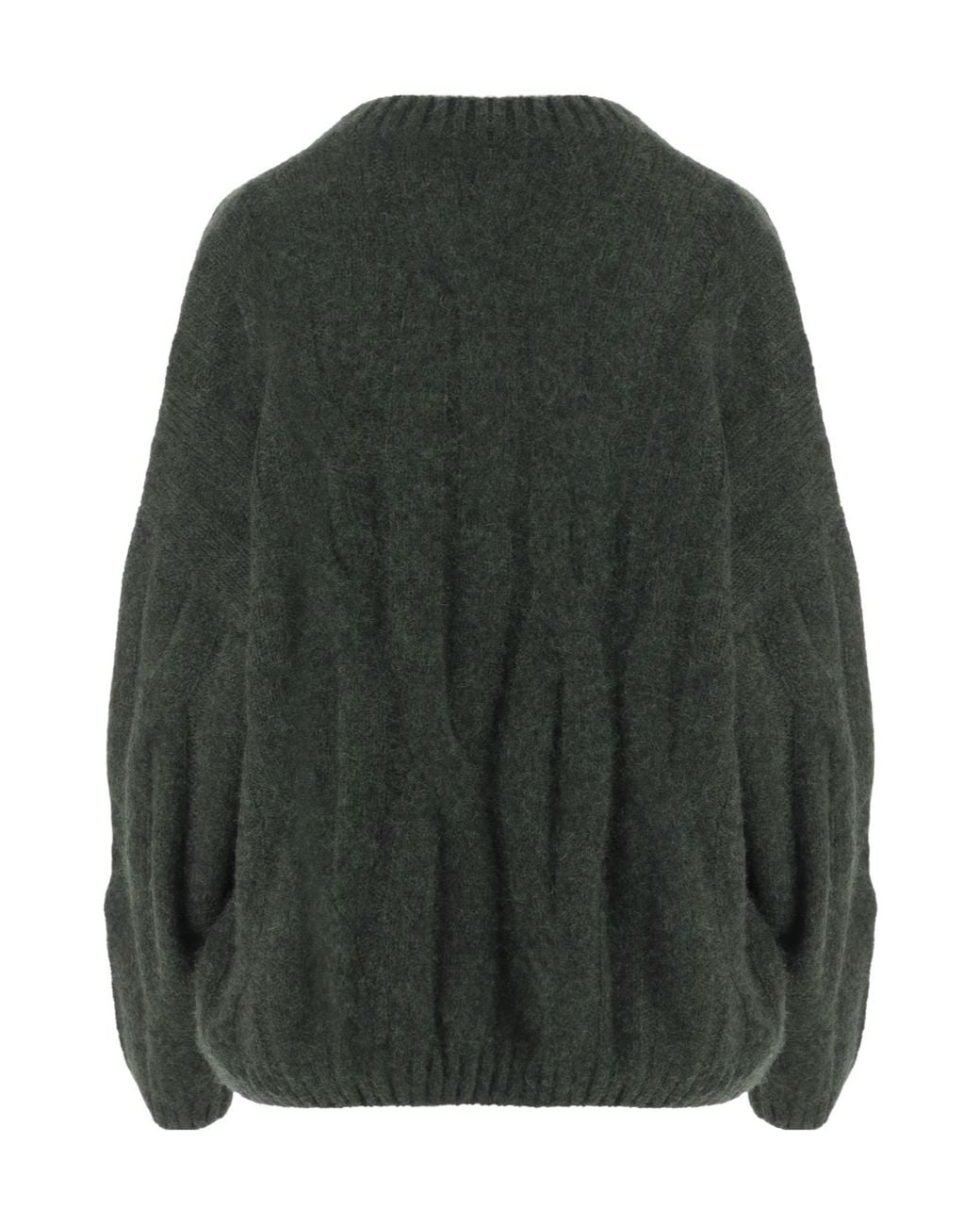 Allude Green Ribbed Hem Sweater