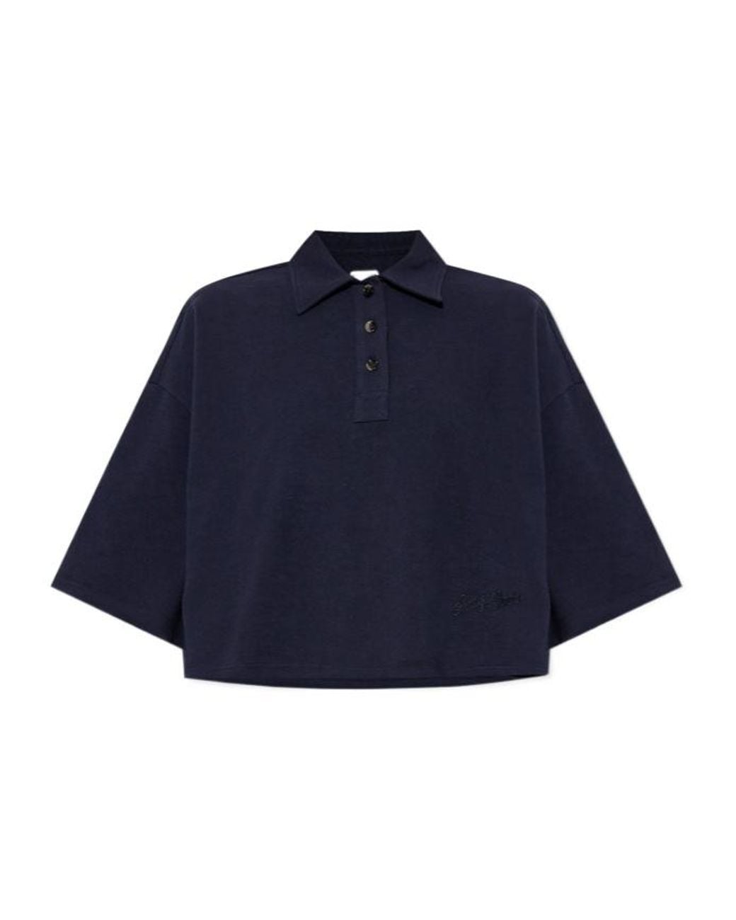 Bottega Veneta Blue Short Sleeved Cropped Polo Shirt