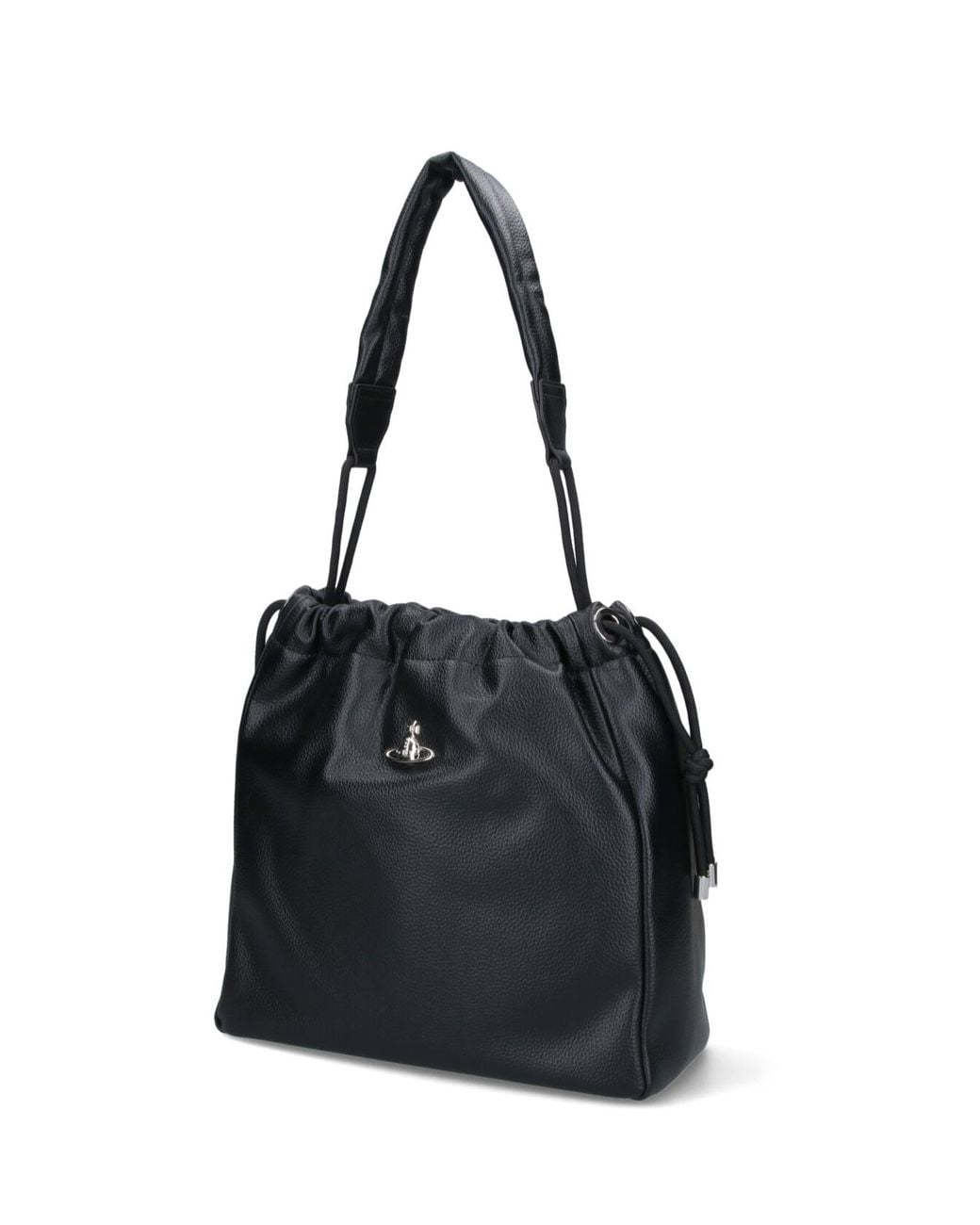 Vivienne Westwood Black Orb Plaque Drawstring Tote Bag