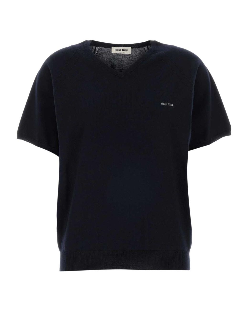 Miu Miu Black Short-Sleeved V-Neck Knitted Jumper
