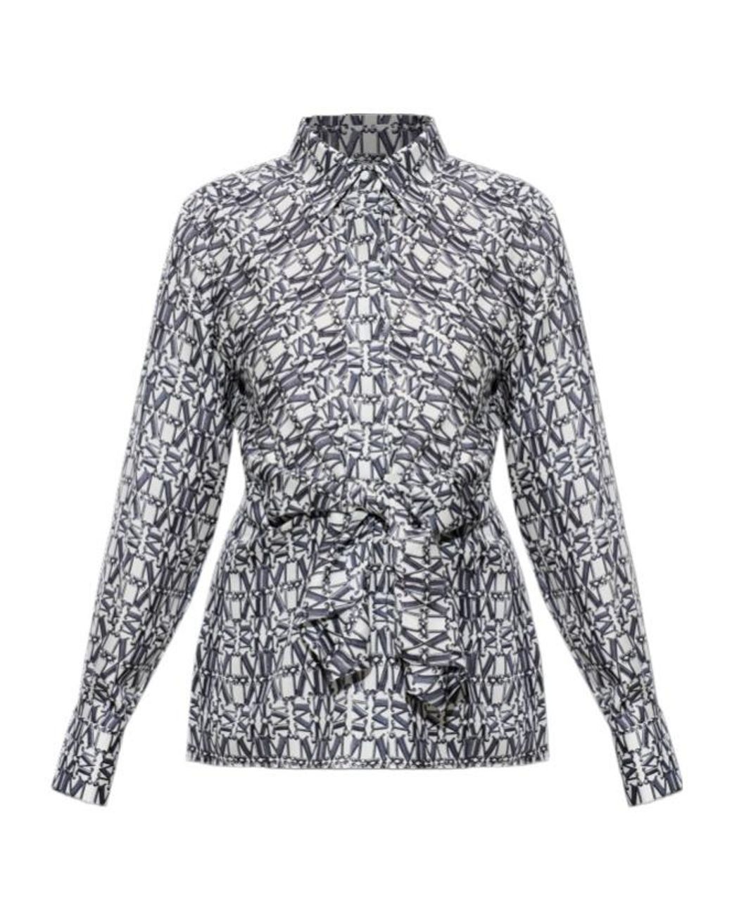 Max Mara Gray Marte Logo-Detail Shirt