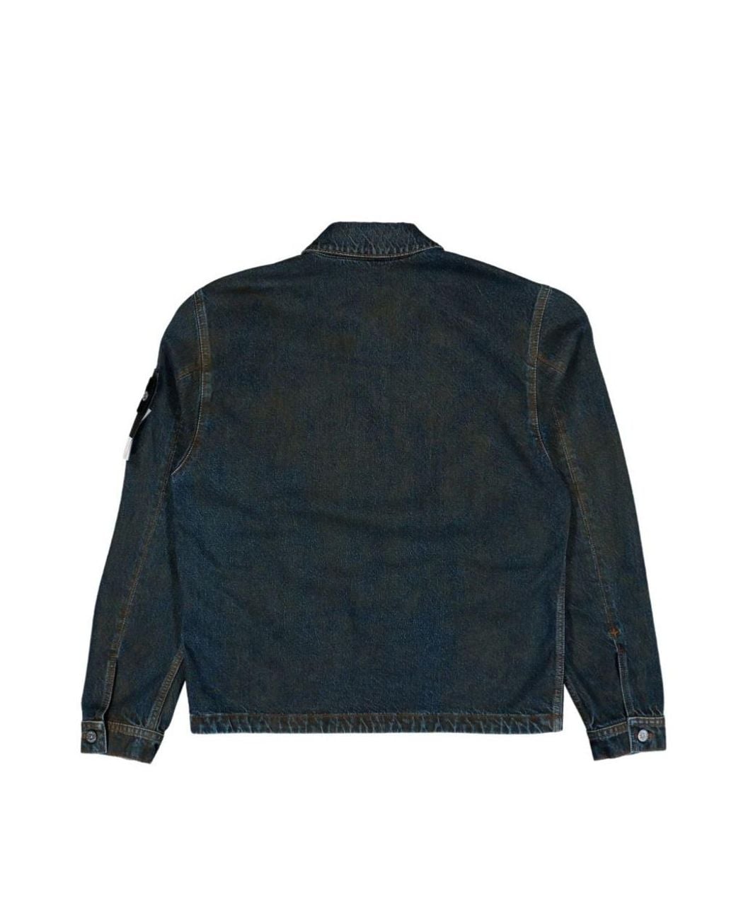 Stone Island Blue Logo Patch Denim Jacket for men