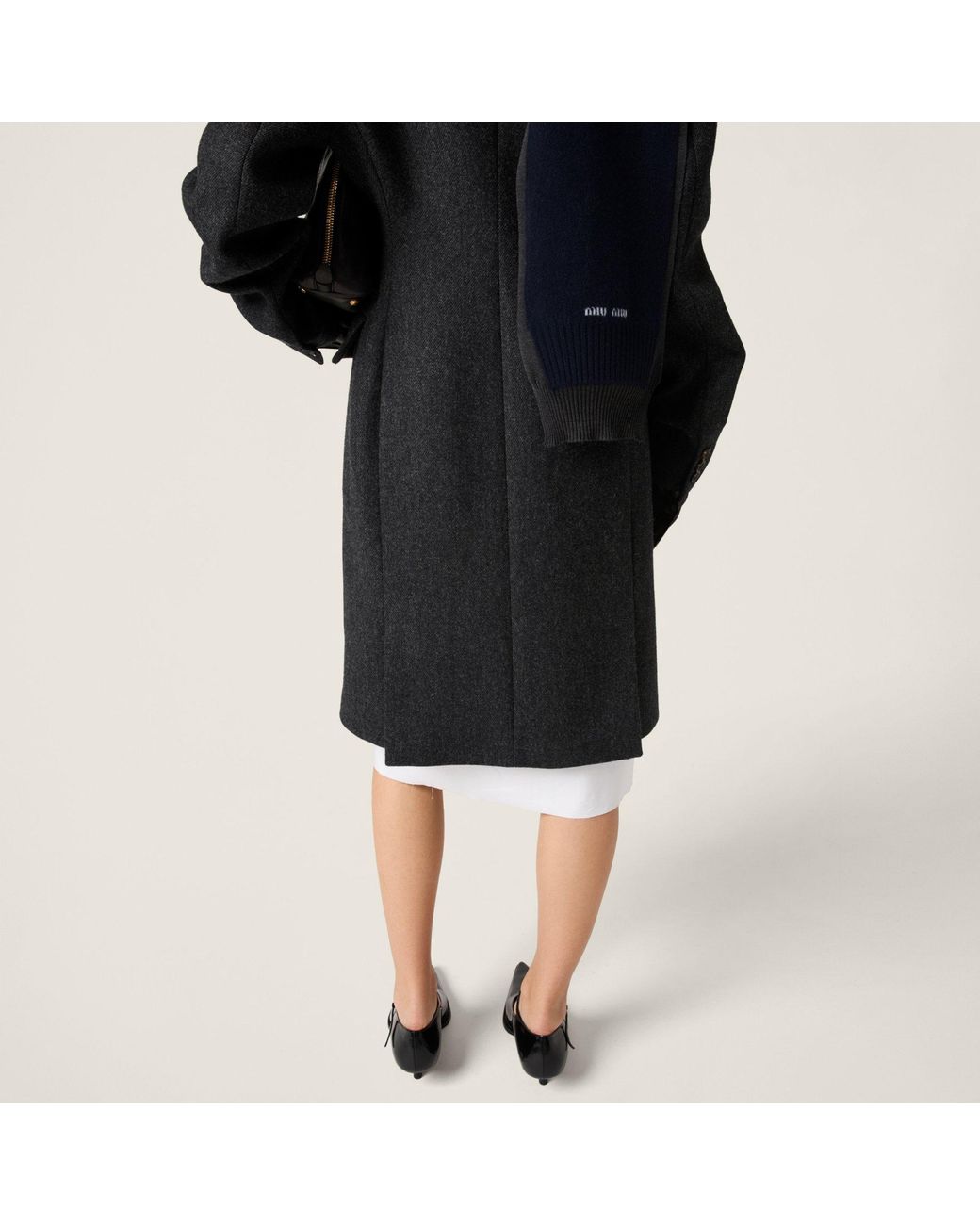 Miu Miu Black Single-Breasted Double Wool Coat