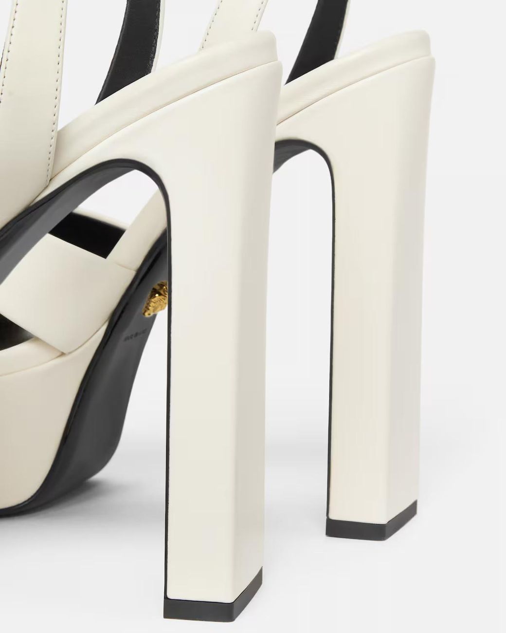 Versace White Gianni Ribbon Block-Heeled Sandals