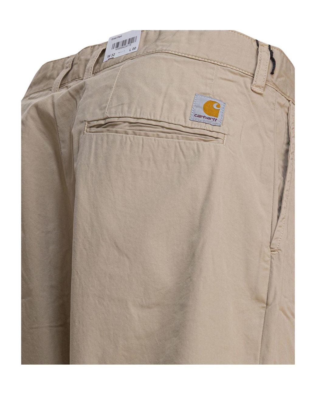 Carhartt Natural Pleated Cotton Trousers for men