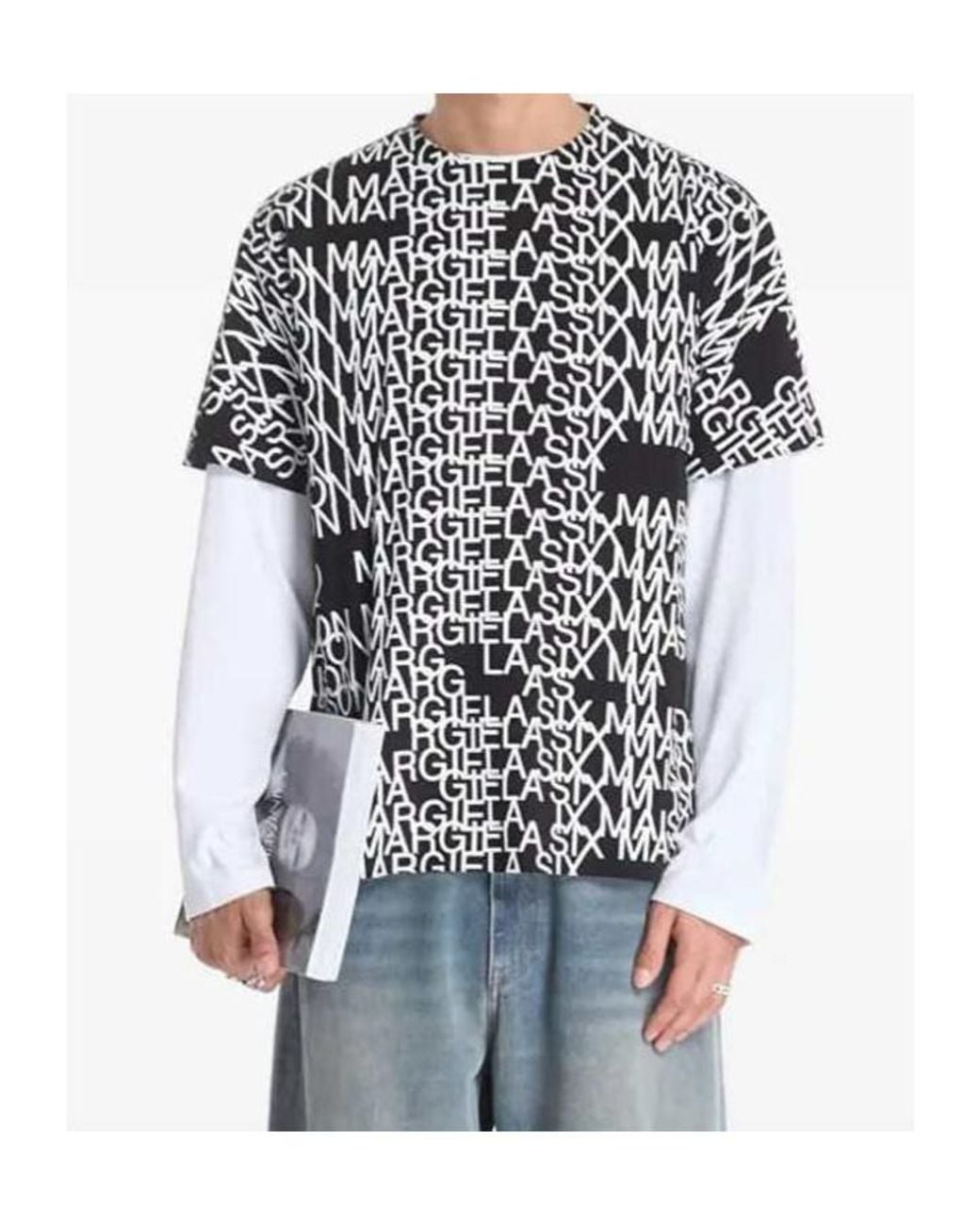 MM6 by Maison Margiela Black Logo-Print Layered T-Shirt for men