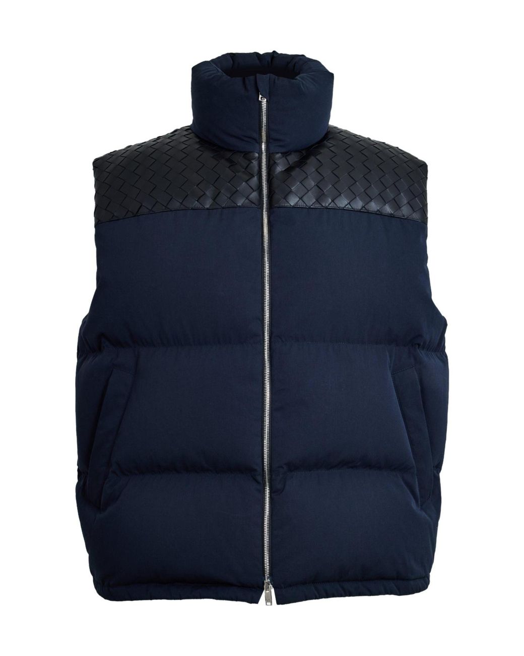 Bottega Veneta Blue Intrec Intreccio Weave Sleeveless Gilet for men