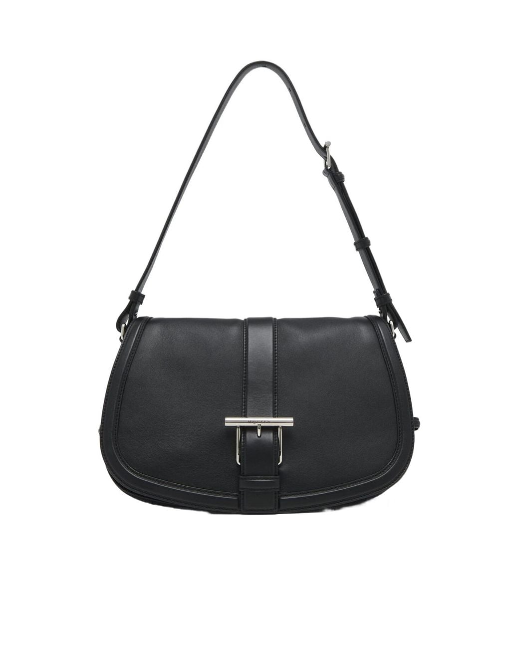 McQueen Black T-Bar Large Satchel Bag